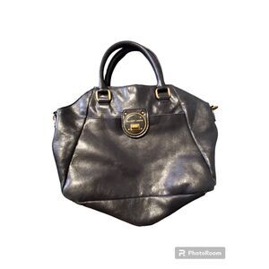 ELLIOT LUCCA Dome Satchel Bag | Black Crackled Leather